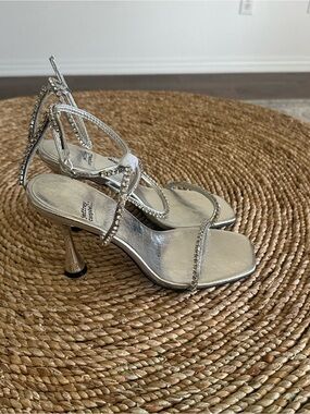 Jeffrey Campbell Demonica Metallic Crystal Strap High Heel Sandals NWOT